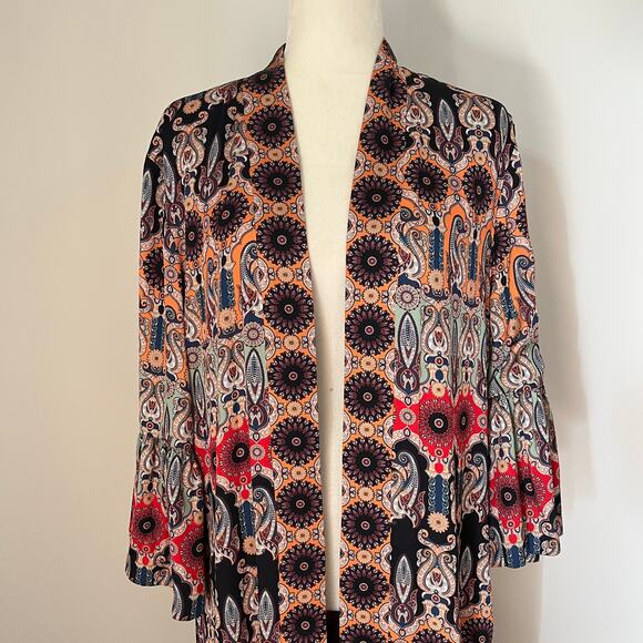 Alice + Olivia Dottie Reversible Now & Forever Tangerine Midi Kimono Jacket M/L - Picture 8 of 12